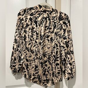 H&M Black and Cream Floral Blouse